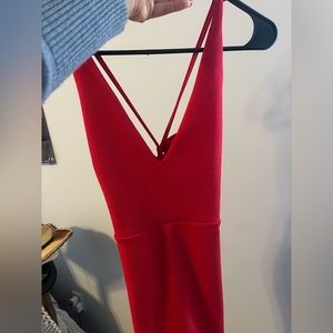 Red v neck dress